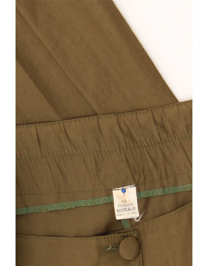 Saia larga feminina vintage médio W30 poliéster cáqui