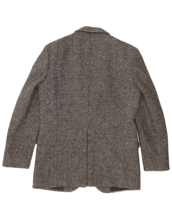 Jaqueta blazer masculina de 2 botões Harris Tweed Reino Unido 38 xadrez cinza médio