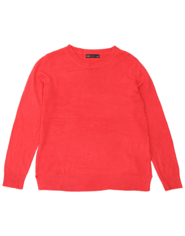 Suéter feminino Marks & Spencer com gola redonda Reino Unido 12 acrílico rosa médio