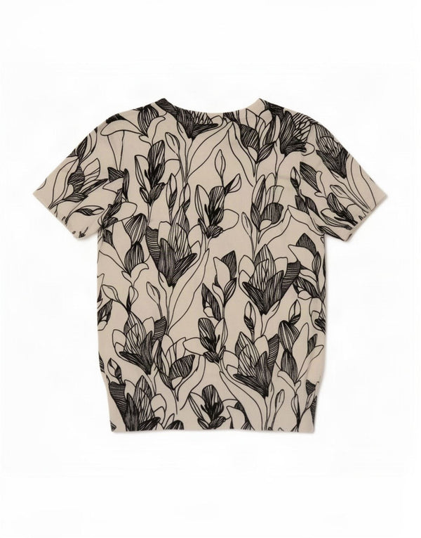 Cardigã feminino de manga curta Marks & Spencer Reino Unido 12 médio branco floral
