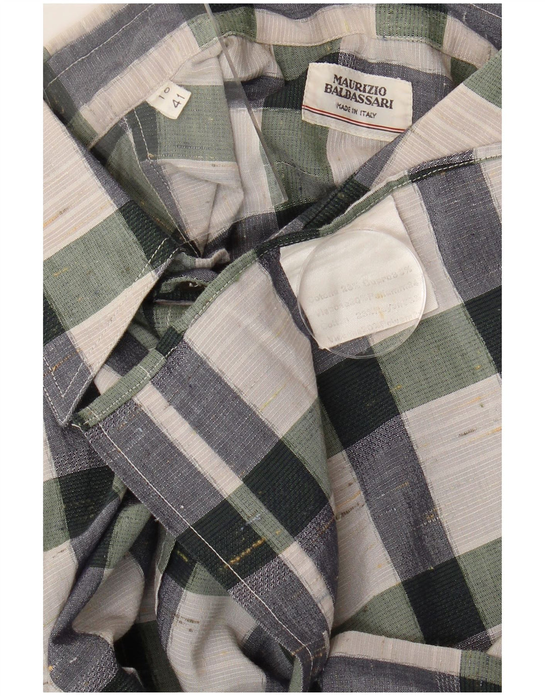 Maurizio Baldassari Camisa masculina tamanho 41 16 grande algodão xadrez multicolorido