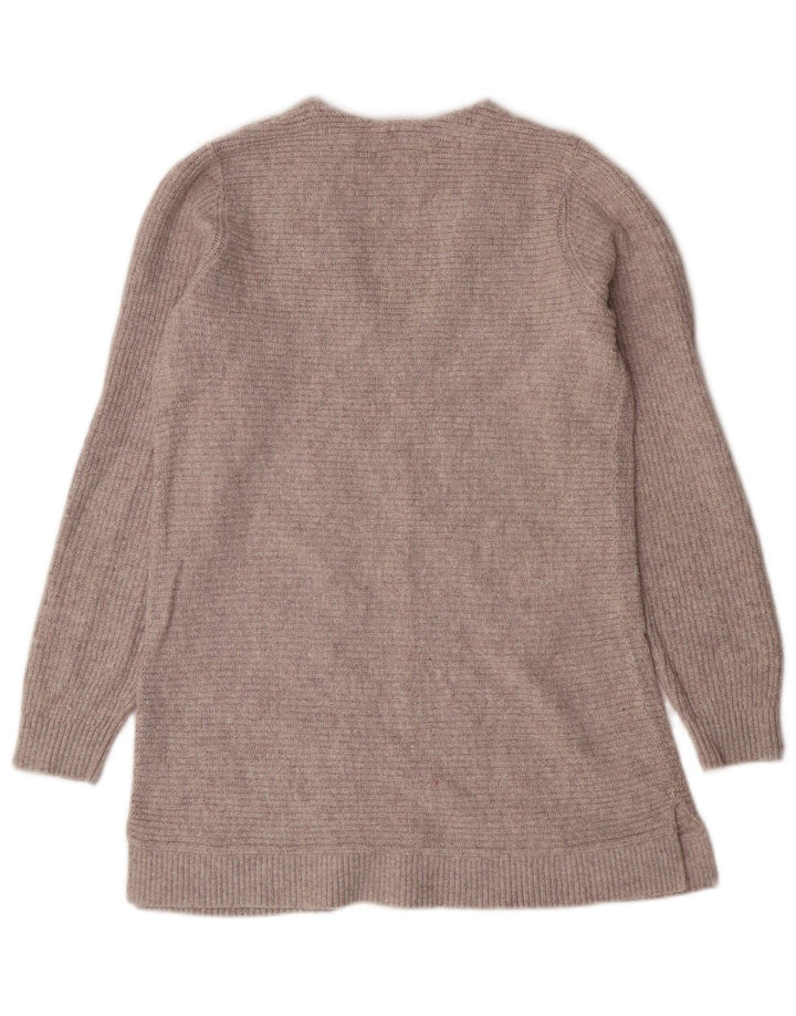 FAT FACE Suéter feminino longline com decote em V Reino Unido 10 algodão cinza pequeno