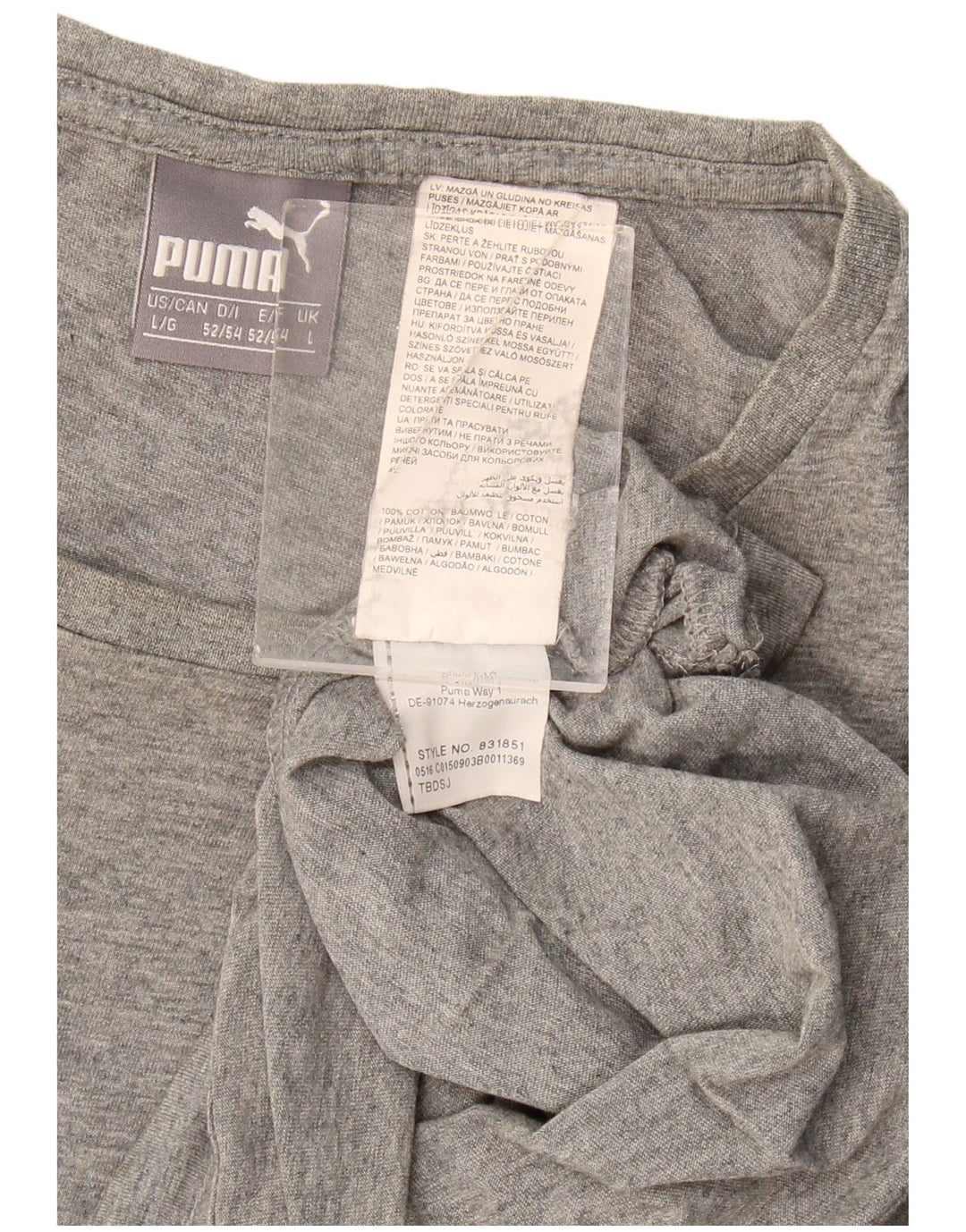 PUMA Mens T-Shirt Top Large Grey Flecked Cotton