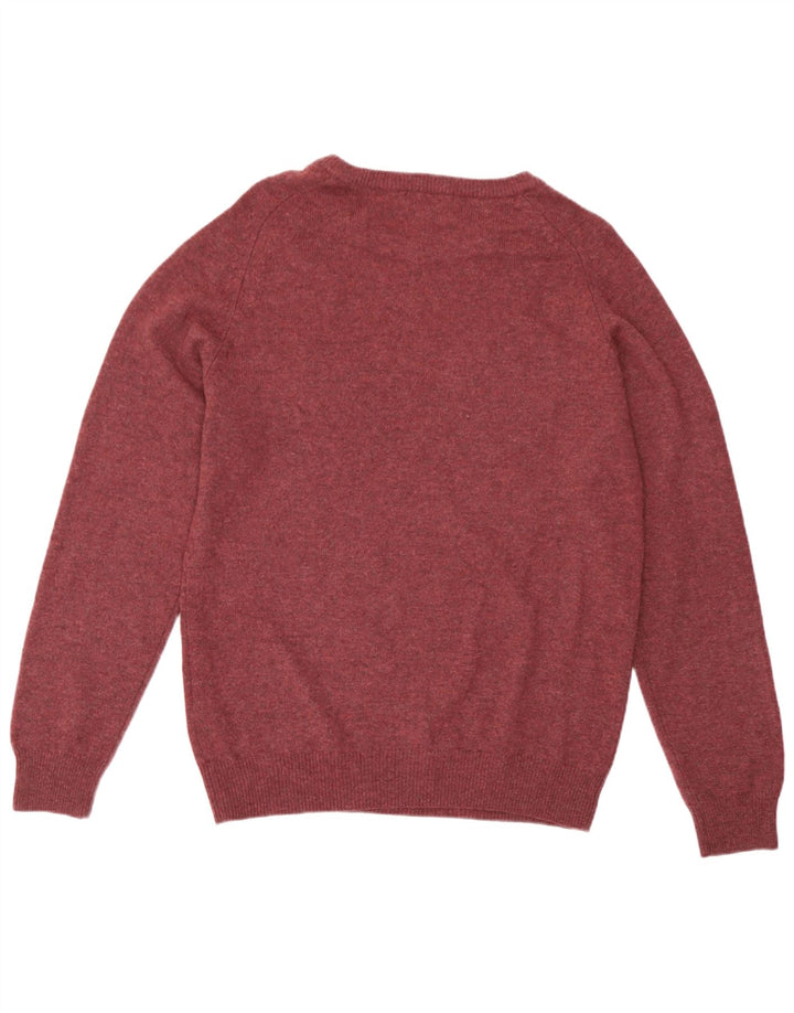 Suéter masculino Marks & Spencer com gola canoa, lã de cordeiro média cor de vinho