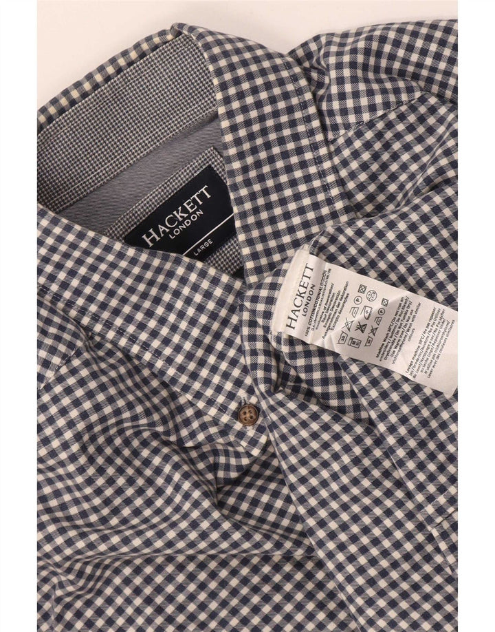 Camisa masculina Hackett grande algodão guingão azul marinho