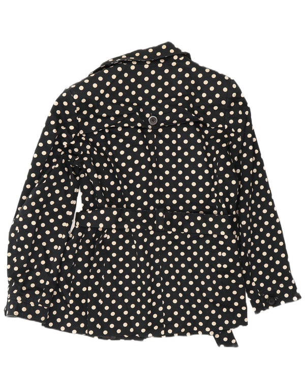Jaqueta feminina de 3 botões John Lewis UK 16 grande algodão preto com bolinhas