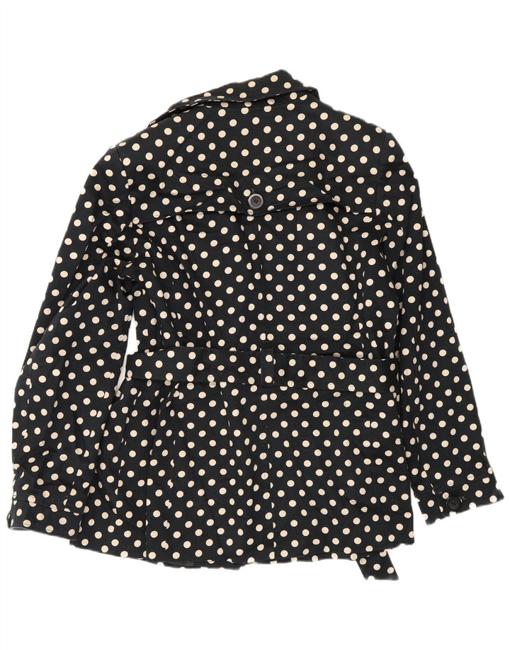 Jaqueta feminina de 3 botões John Lewis UK 16 grande algodão preto com bolinhas