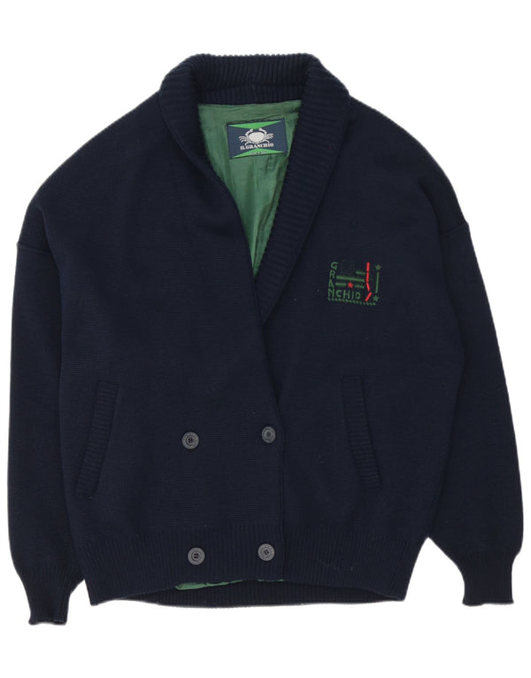 Il Granchio Suéter Cardigan Masculino XL Lã Azul Marinho
