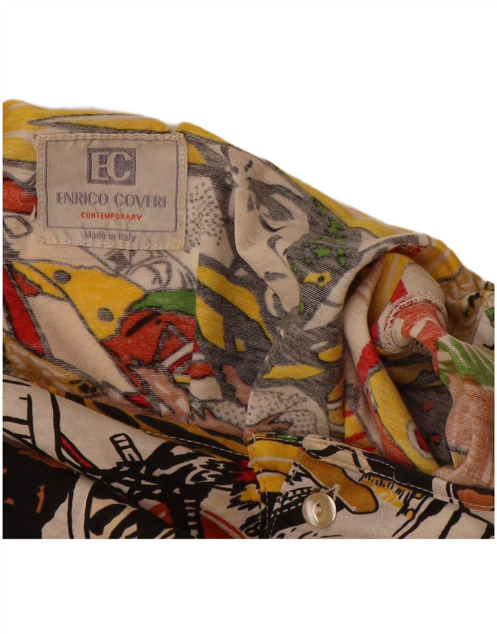 ENRICO COVERI Blusa feminina estampada de manga comprida UK 18 XL multicolorido