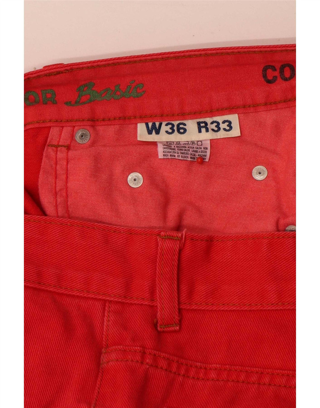 Jeans retos masculinos vintage W36 L31 algodão vermelho