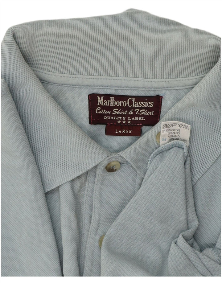 Camisa polo masculina Marlboro Classics grande algodão azul