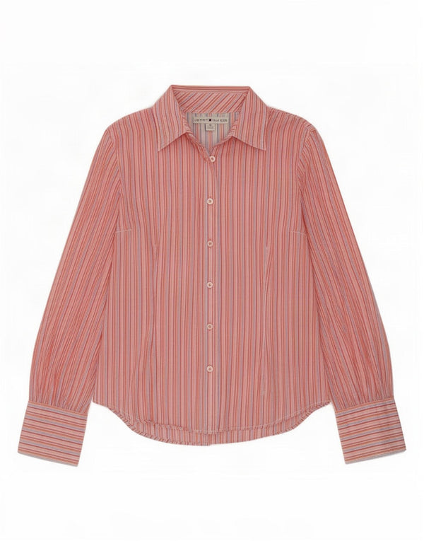 Camisa feminina Tommy Hilfiger EUA 10 grande algodão listrado rosa