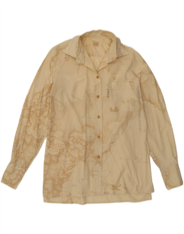 Camisa gráfica feminina ALVIERO MARTINI IT 42 algodão bege médio