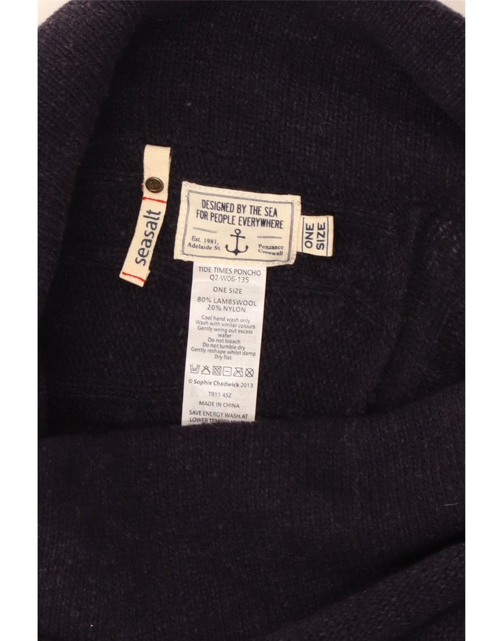 SEASALT Poncho feminino cropped tamanho único lã azul marinho