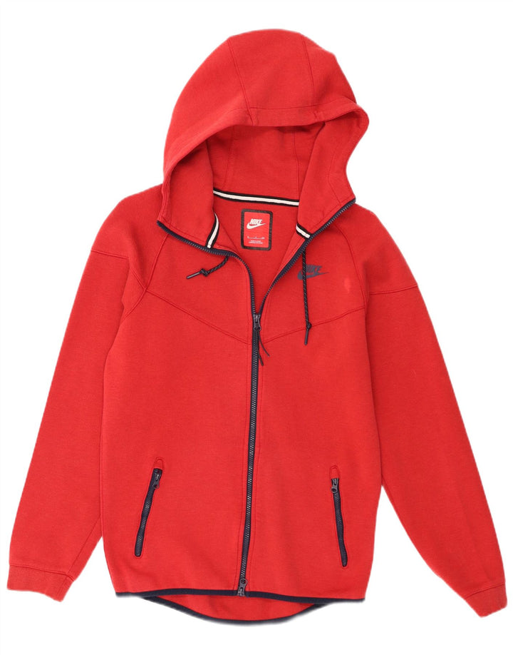 Suéter Nike masculino com capuz e zíper pequeno algodão vermelho