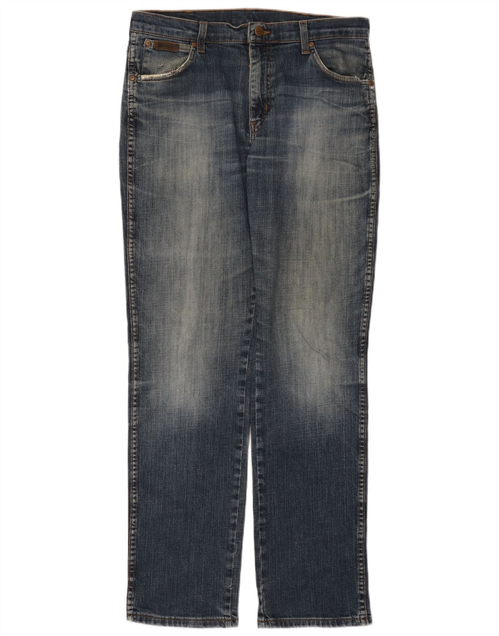 WRANGLER Masculino Texas Stretch Straight Jeans W34 L32 Azul Algodão