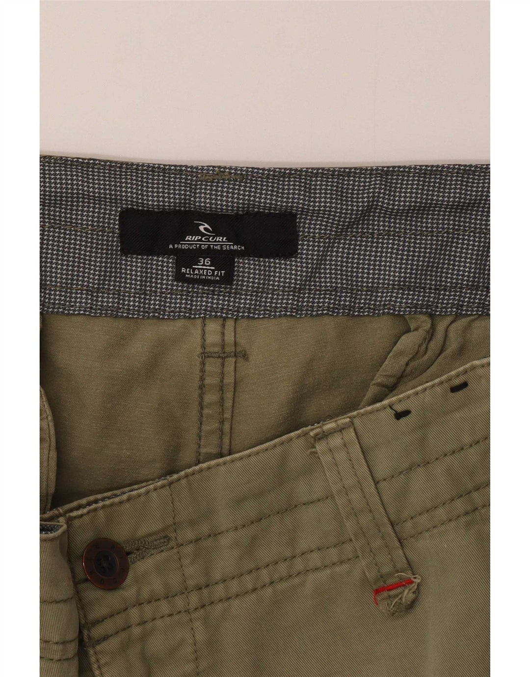 Shorts cargo masculino Rip Curl com ajuste relaxado W36 grande algodão cáqui