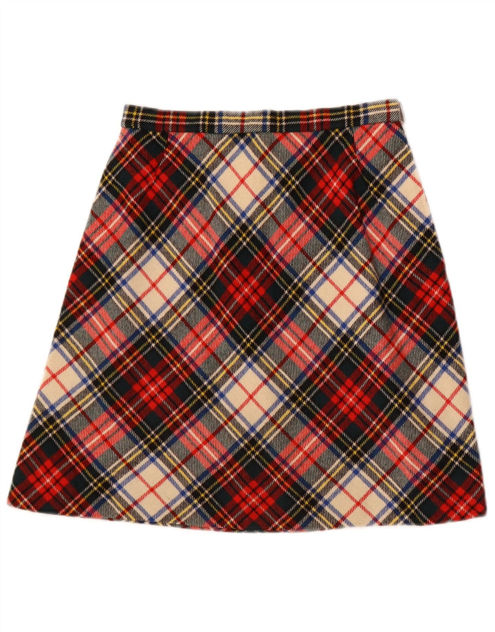 Saia vintage feminina linha A W24 XS xadrez multicolorida