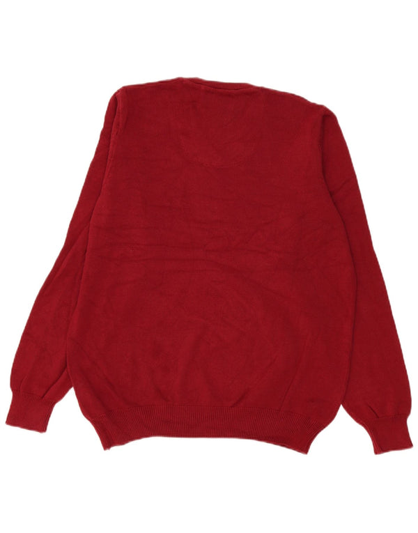Suéter masculino Marks & Spencer com decote em V, algodão vermelho médio