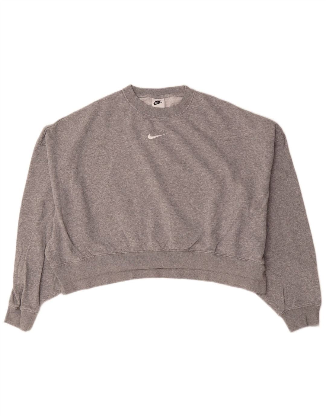 Nike Womens Crop Oversized Moletom Jumper UK 10 Pequeno Cinza Flecked