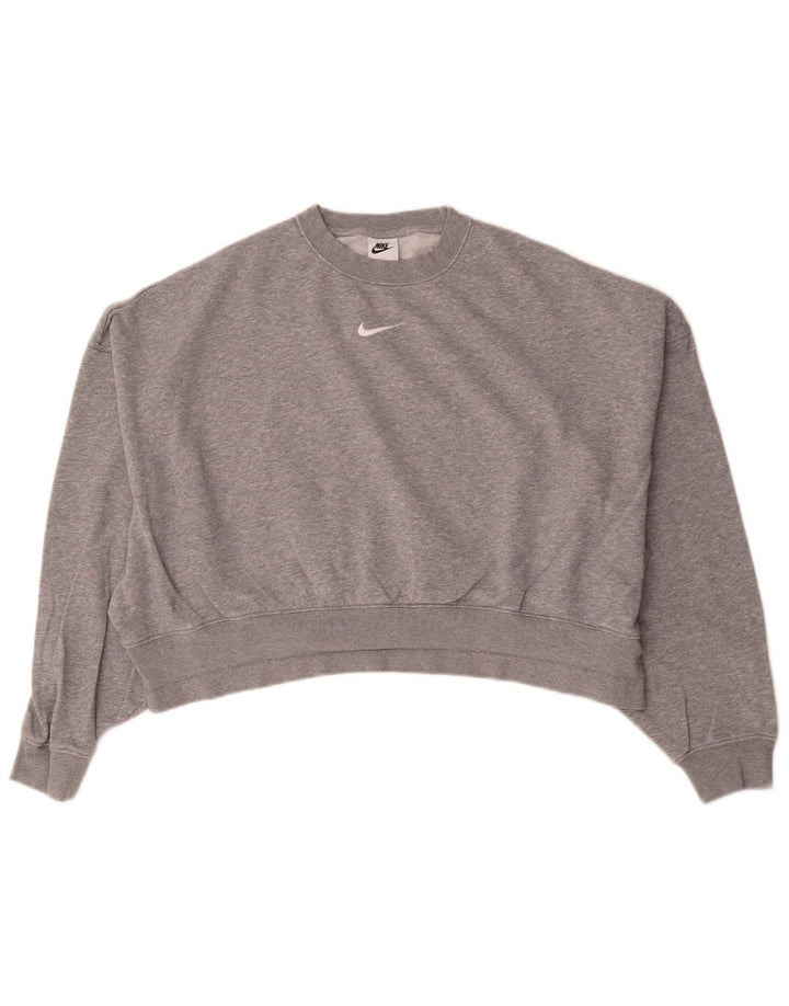 Nike Womens Crop Oversized Moletom Jumper UK 10 Pequeno Cinza Flecked