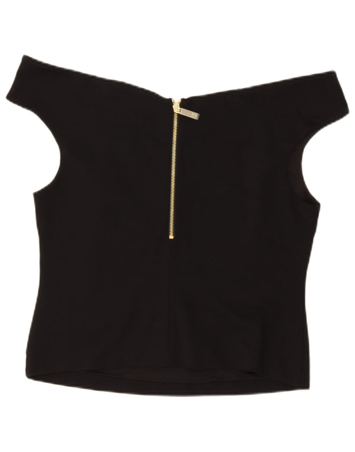 Top feminino Ted Baker com ombro de fora, tamanho 5 XL, viscose preta