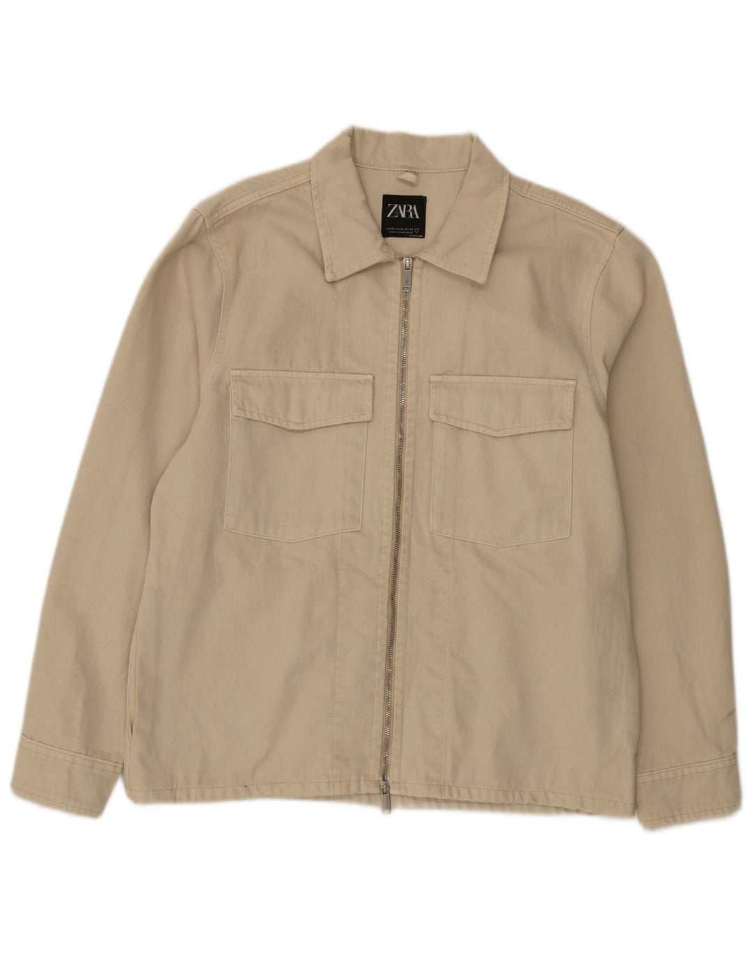 Jaqueta utilitária masculina Zara UK 42 XL algodão bege