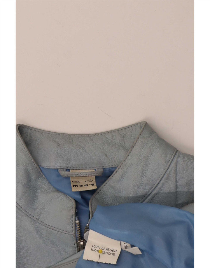 Jaqueta de couro feminina vintage Reino Unido 14 couro azul médio