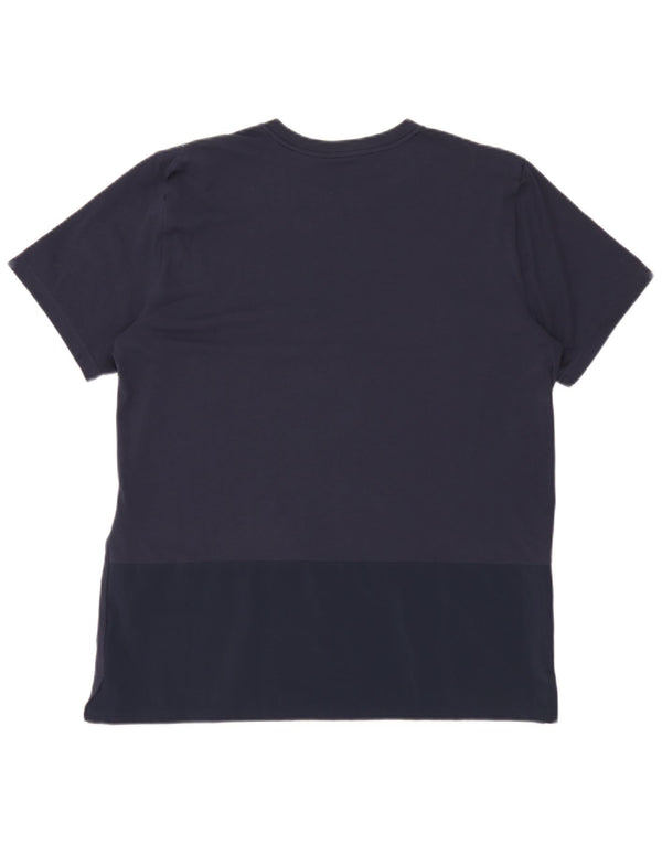 Camiseta Nike masculina Dri Fit Graphic Top grande algodão listrado azul marinho