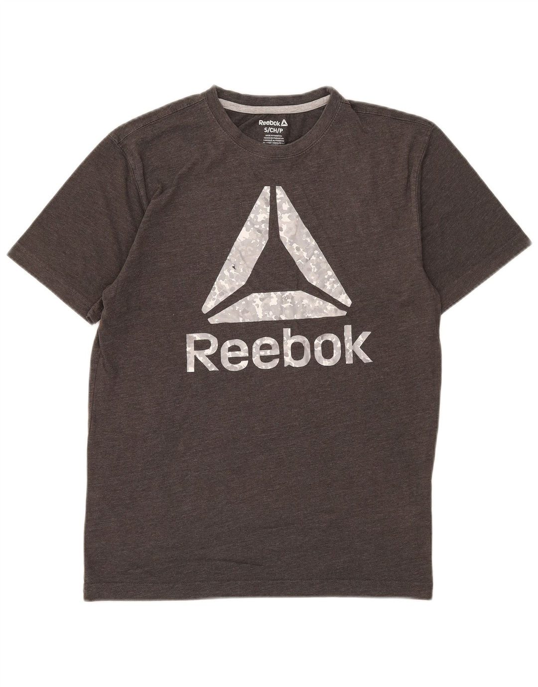 Camiseta gráfica masculina Reebok Top pequeno algodão cinza