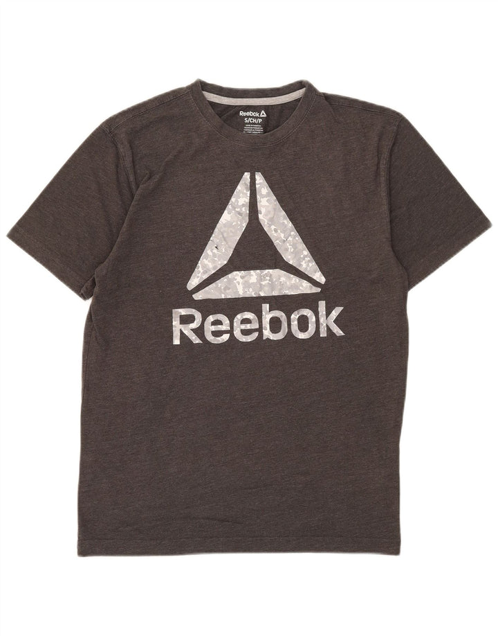 Camiseta gráfica masculina Reebok Top pequeno algodão cinza