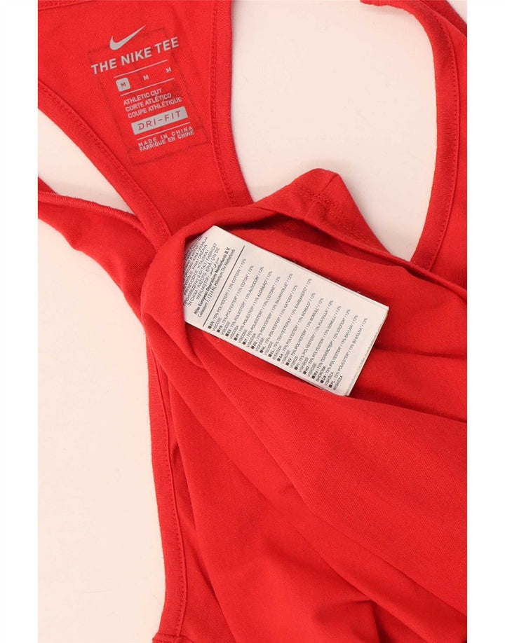 Nike Womens Dri Fit Vest Top UK 12 Médio Vermelho Poliéster