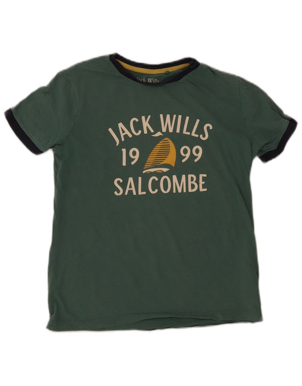 Camiseta gráfica regular Jack Wills Boys 10-11 anos algodão verde