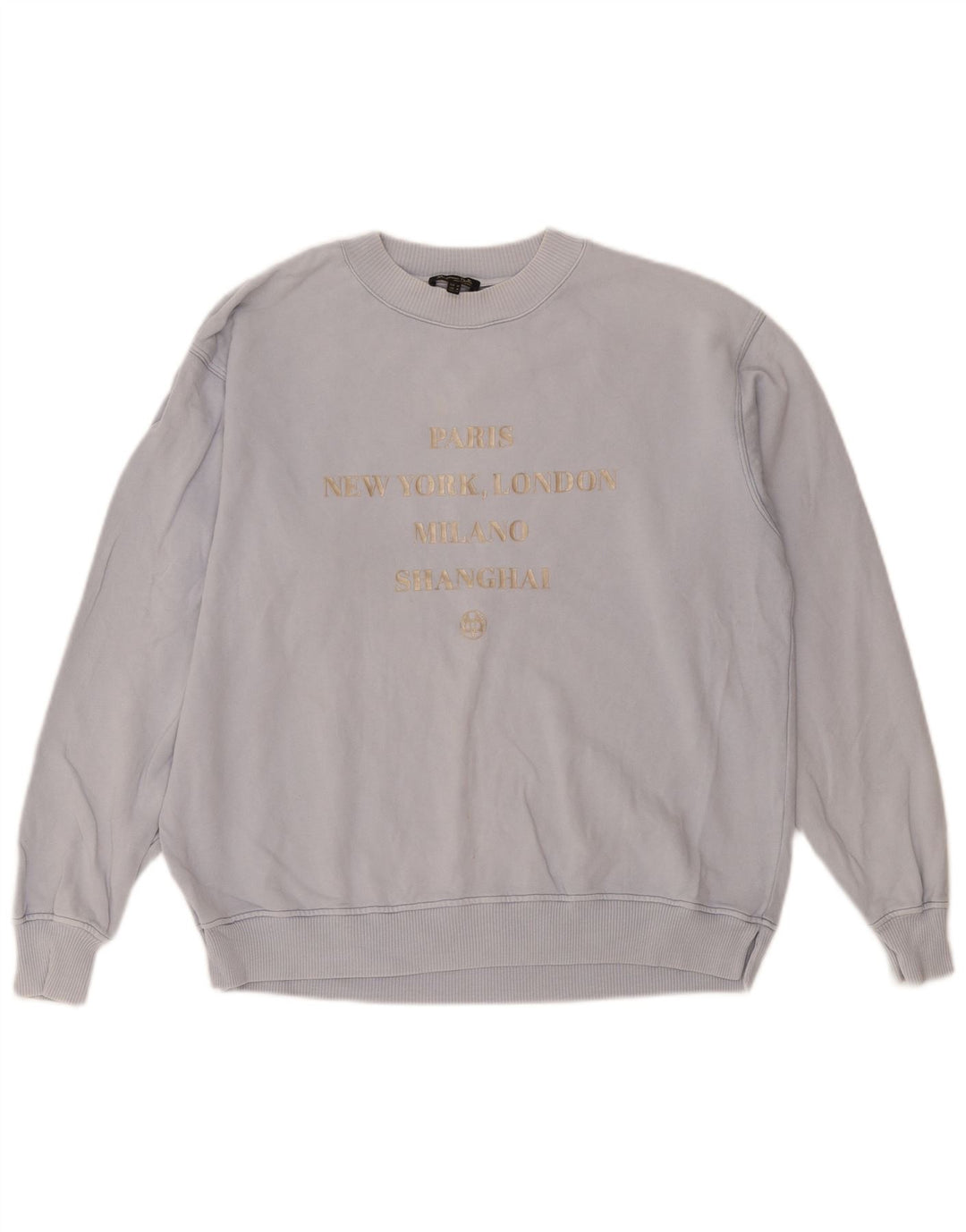 Suéter de moletom feminino Massimo Dutti gráfico oversized Reino Unido 14 azul médio