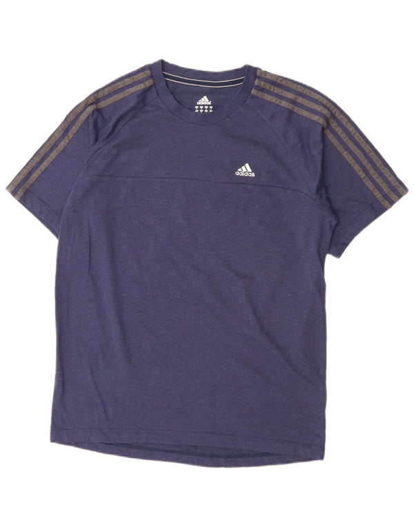 Adidas Mens Climalite Camiseta Top Médio Algodão Azul Marinho