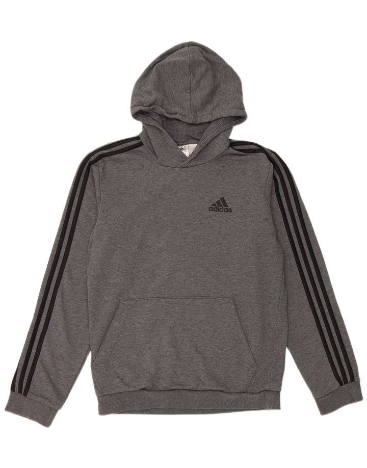 Adidas Mens Hoodie Jumper Pequeno Algodão Cinza