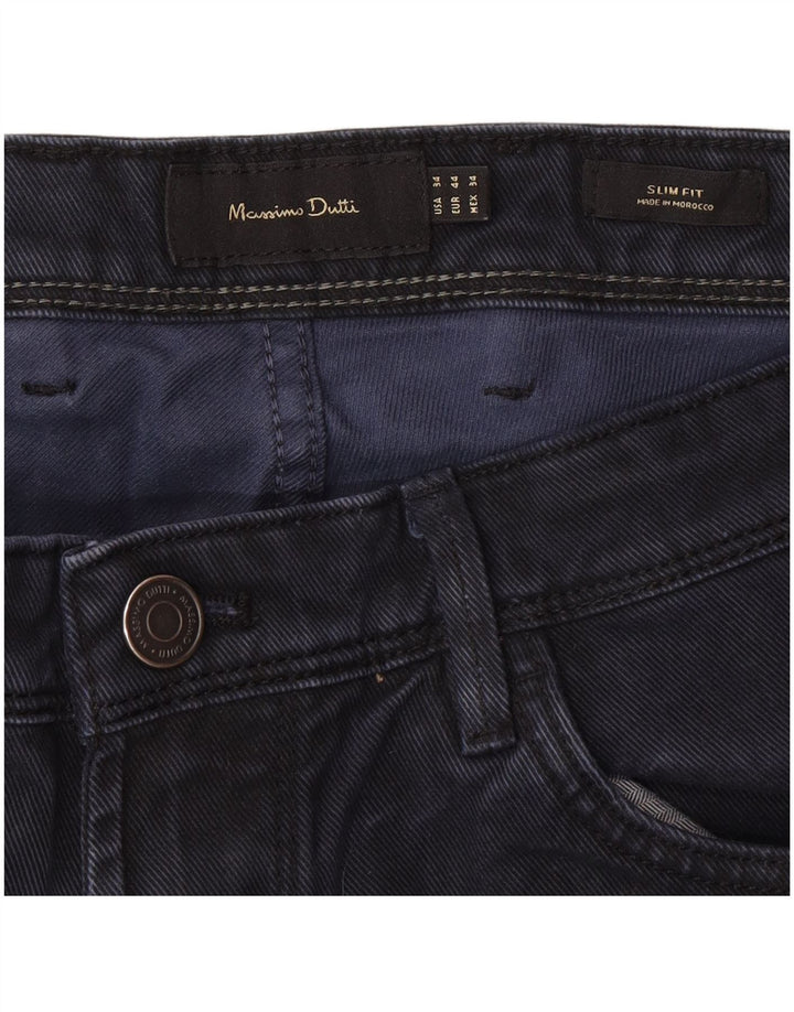 Jeans Slim Masculino Massimo Dutti EU 44 Grande W34 L30 Azul Marinho