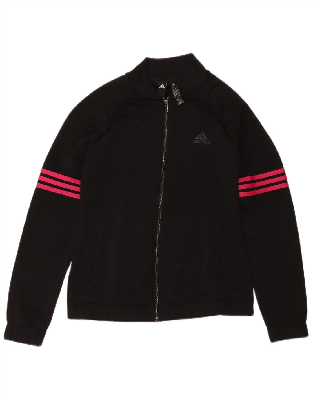 Adidas Womens Tracksuit Top Jacket UK 12/14 Médio Preto Poliéster