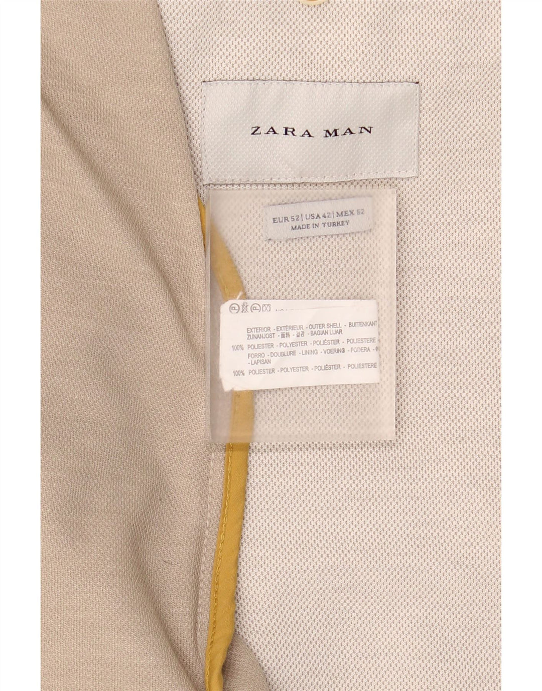 Jaqueta blazer masculina ZARA com 2 botões EU 52 poliéster cinza grande