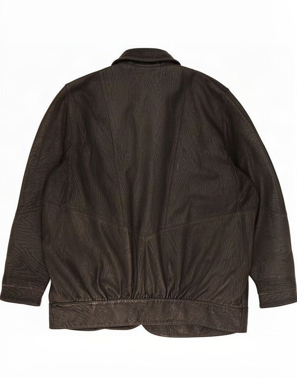 Jaqueta de couro feminina vintage UK 18 XL preta