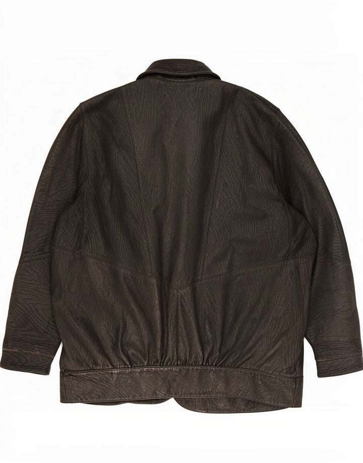 Jaqueta de couro feminina vintage UK 18 XL preta