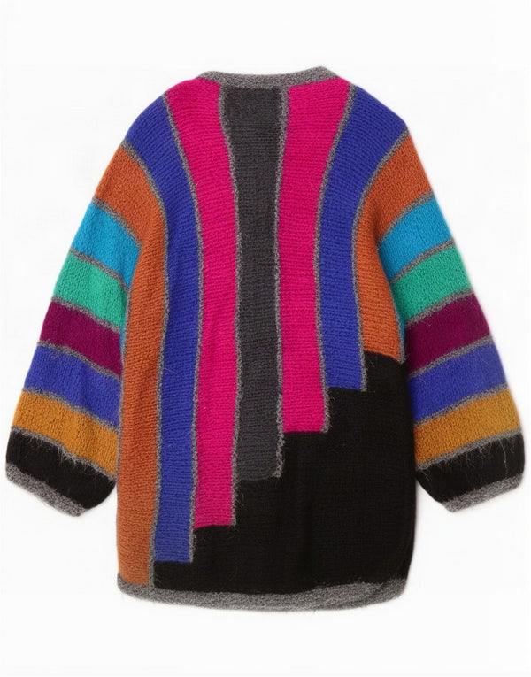 Vintage Womens Cardigan Sweater UK 10 Small Multicoloured Colourblock