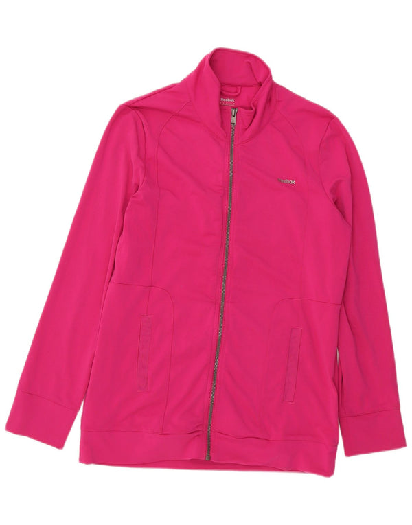 Reebok Womens Tracksuit Top Jacket UK 16/18 Grande Rosa Poliéster