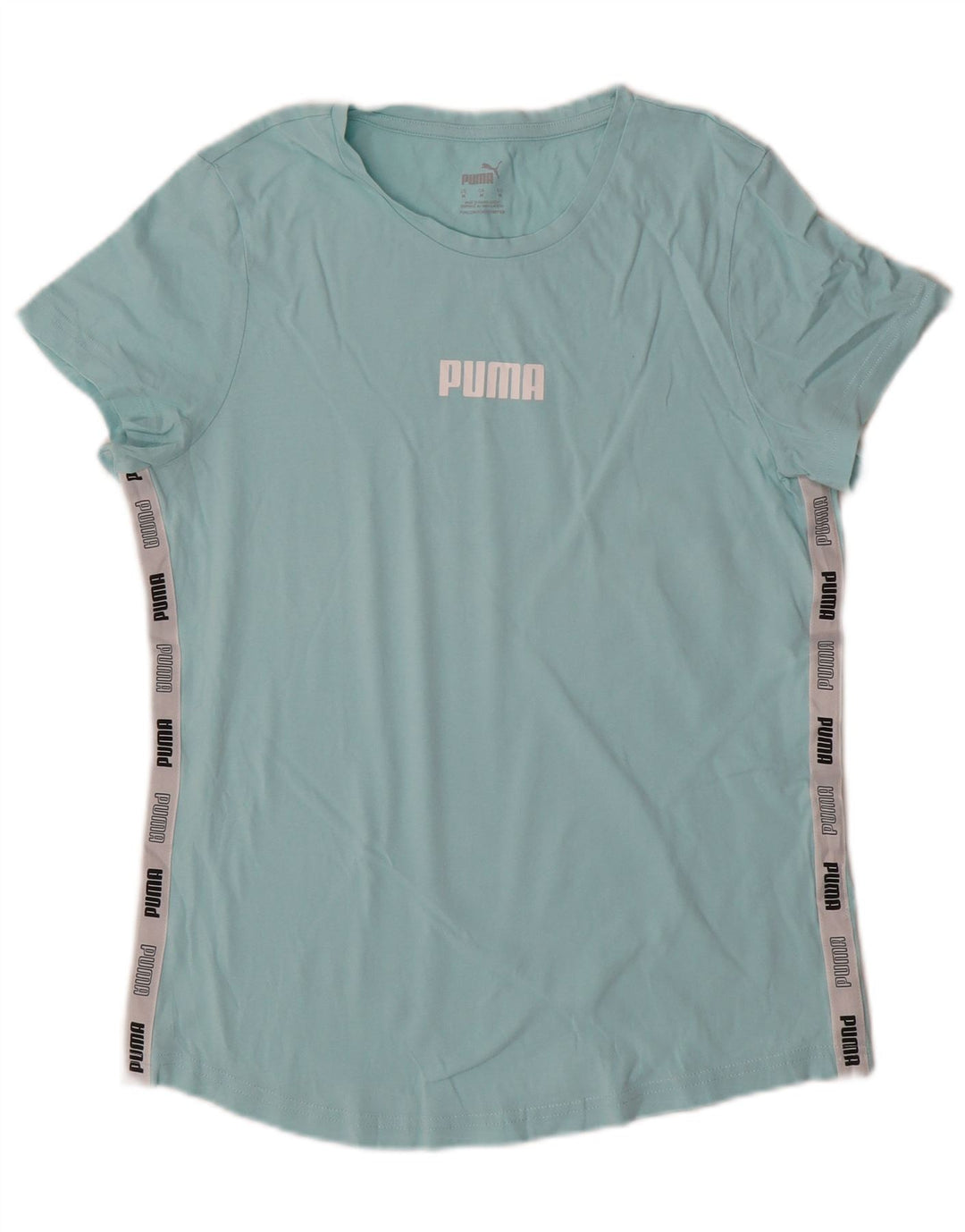 Camiseta feminina PUMA com estampa gráfica UK 12 bloco colorido azul médio