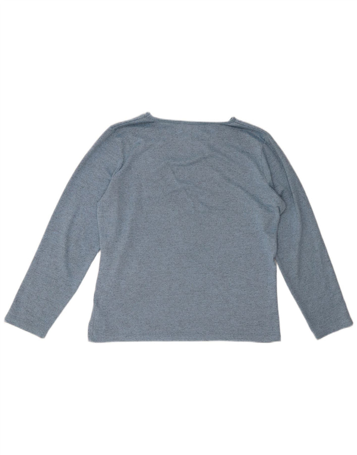 Top feminino Paco Boutique manga comprida UK 14 poliéster floral azul médio