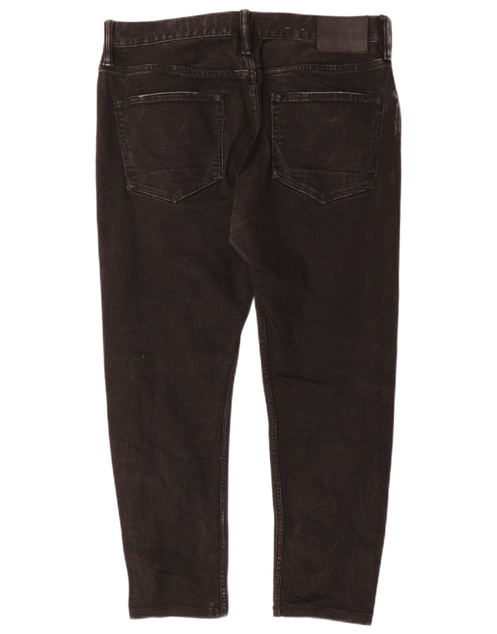 ALL SAINTS Jeans masculino cortado para cigarro W33 L24 algodão preto