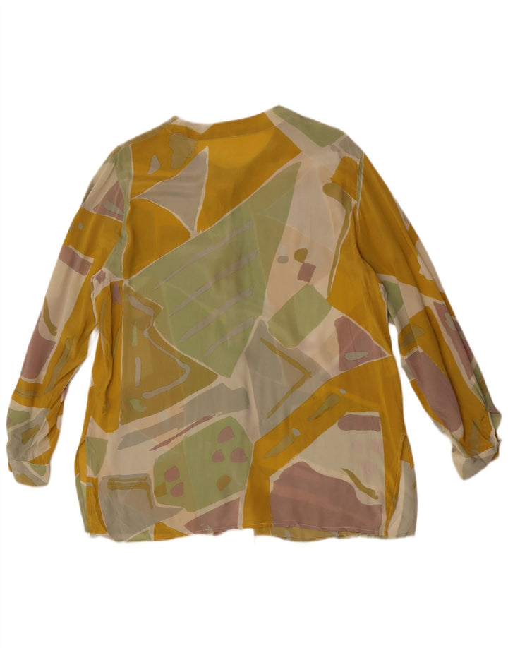 Blusa feminina vintage transparente Reino Unido 14 grande multicolorida