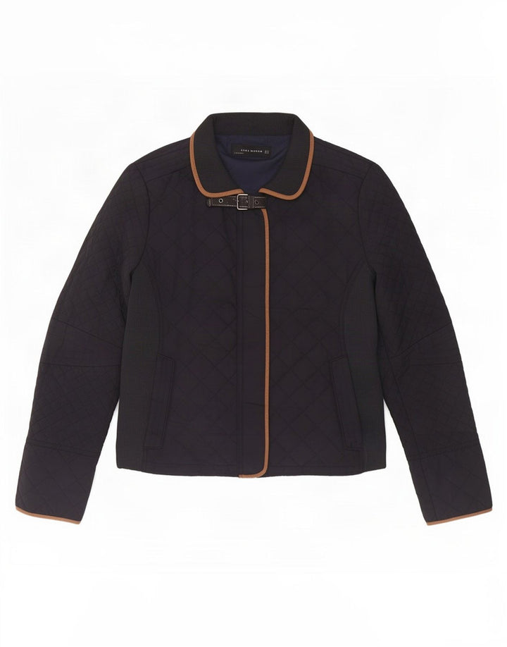 Jaqueta acolchoada feminina Zara UK 18 XL azul marinho poliéster