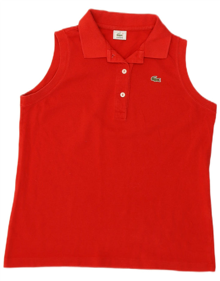 Camisa polo feminina sem mangas Lacoste tamanho 42 grande algodão vermelho