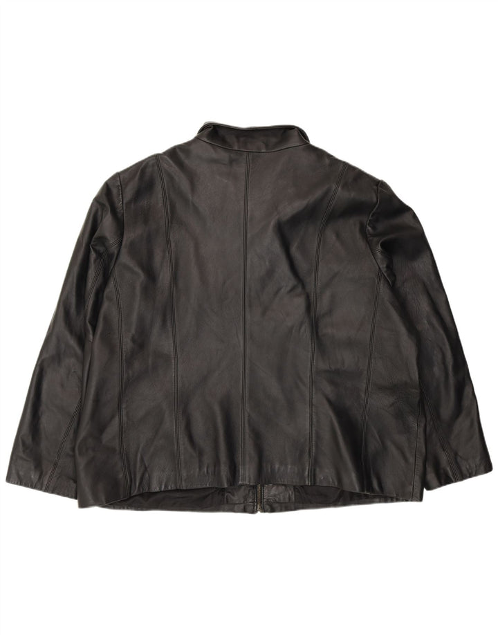 Jaqueta de couro feminina Colebrook UK 22 3XL couro preto